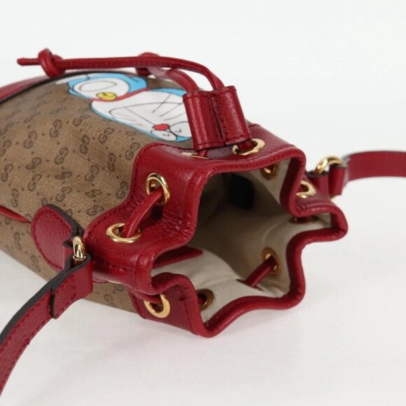 GUCCI Micro GG Supreme Doraemon Collaboration Bag PVC Beige Auth - Picture 8 of 16